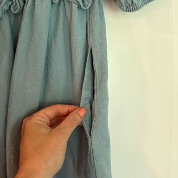 Universal thread blue smocked waist tie puff sleeve dress M - Picture 6 of 12